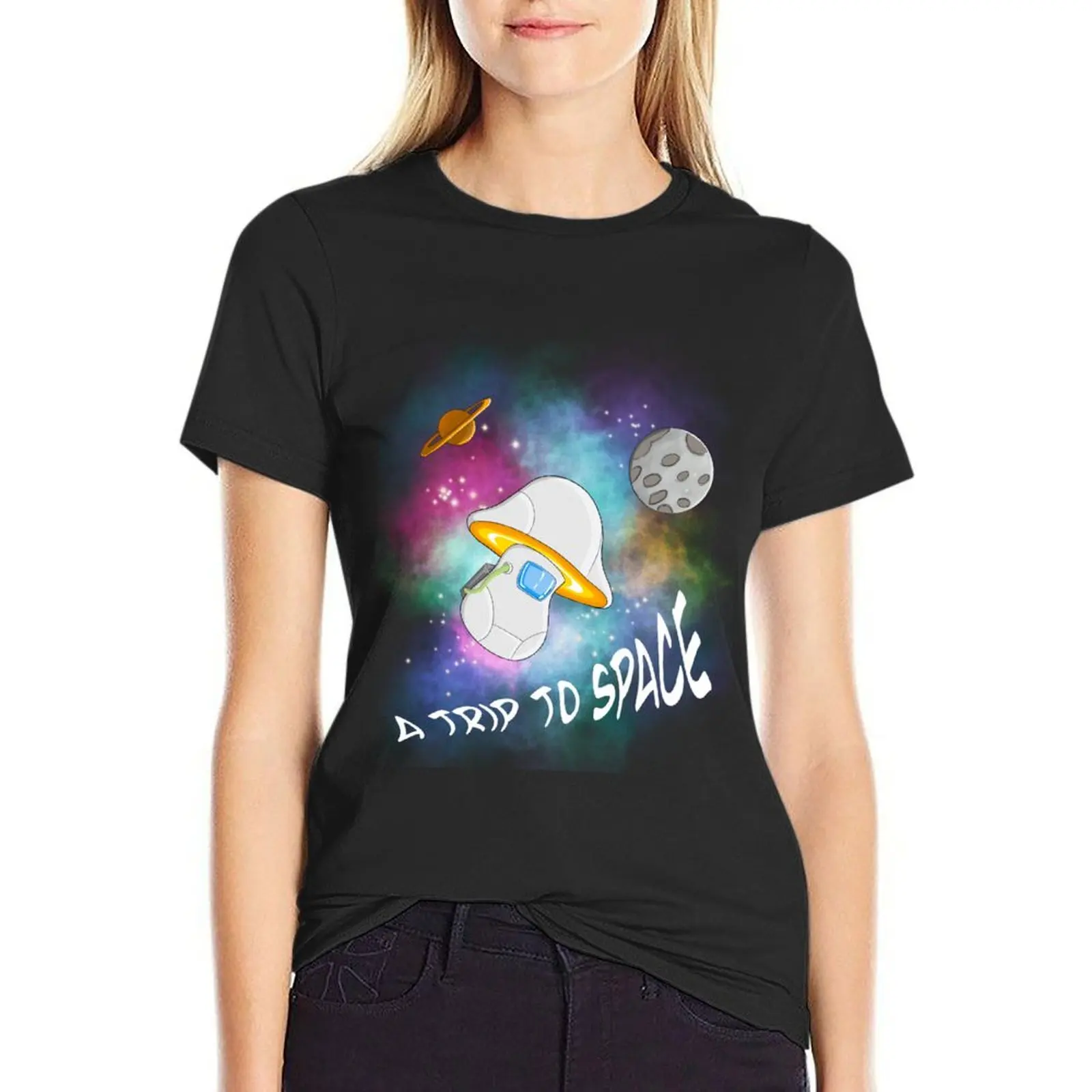 

Space shroom T-Shirt animal print shirt for girls summer top funny Women's clothing