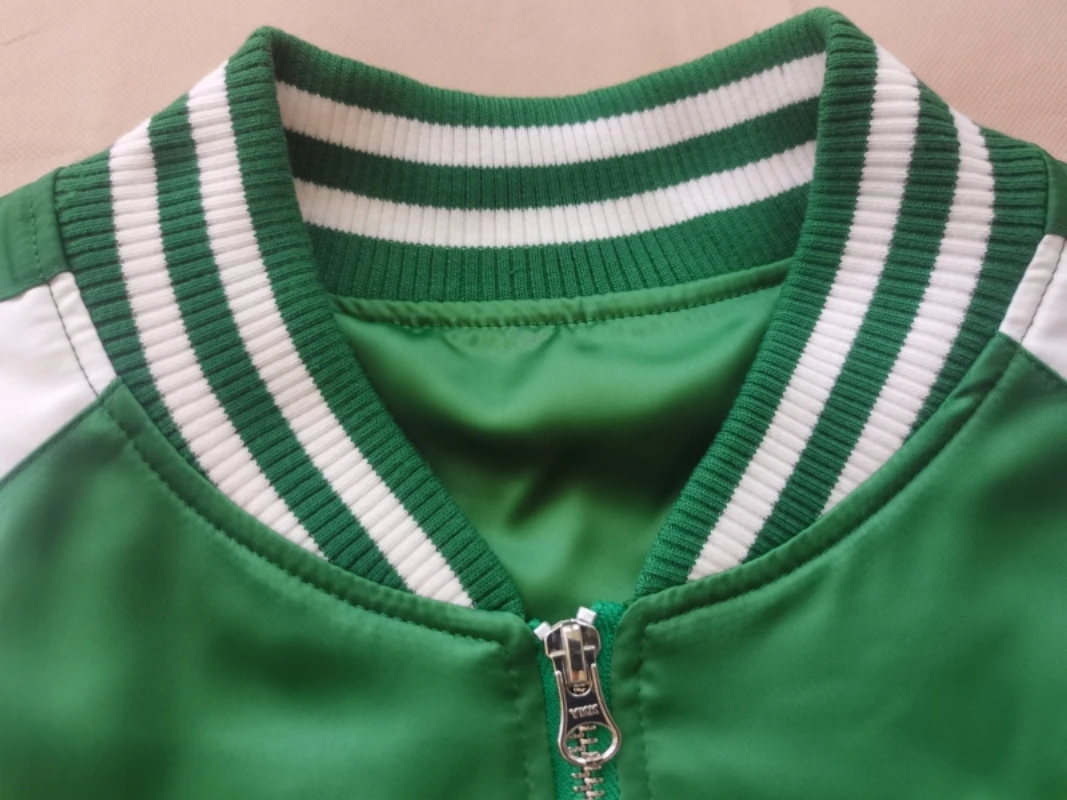 Green White Boy Men Sukajan Souvenir Jacket Motos Dragon