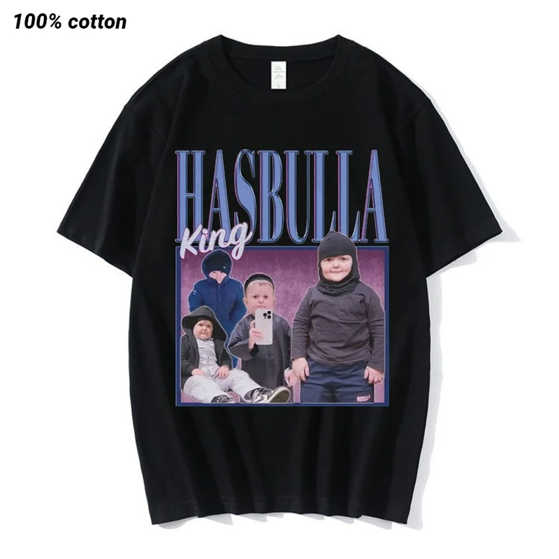 

Hasbulla Fighting Meme T Shirt Men Women Mini Khabib Blogger T-Shirt High Quality Crew Neck Pure Cotton Oversized Tees Tops Man