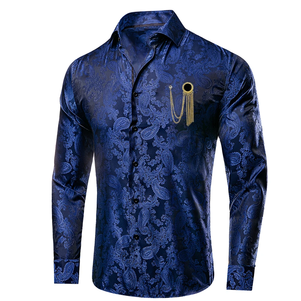 slim fit dress slacks Royal Blue Satin Regular Fit Dress Shirt, Tie & Hanky Set main image 1