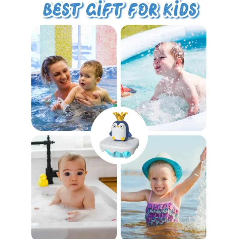 Children's Bathroom Iceberg Penguin Rotating Water Spray Summer Water Toy Cartoon Electric Baby Bath Interactive Toy 5