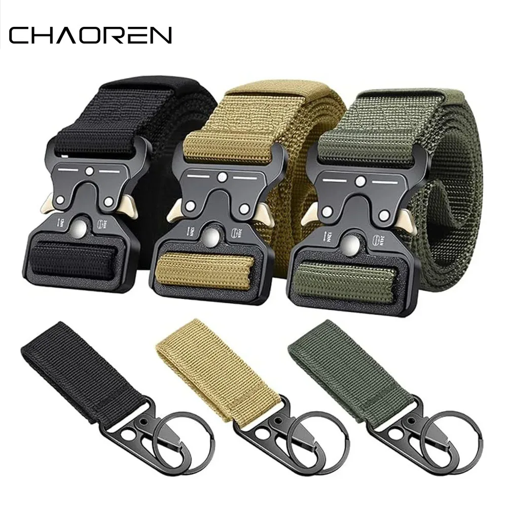 Outdoor Hunting Metal Tactical Belt Alloy Buckle Multi-Function Marine Corps Canvas Belt Men