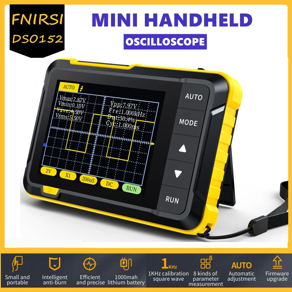 

FNIRSI DSO152 Mini Digital Oscilloscope Portable 400V Voltage Measurement 200KHz Bandwidth 2.5MS/s Real-time Sampling Rate