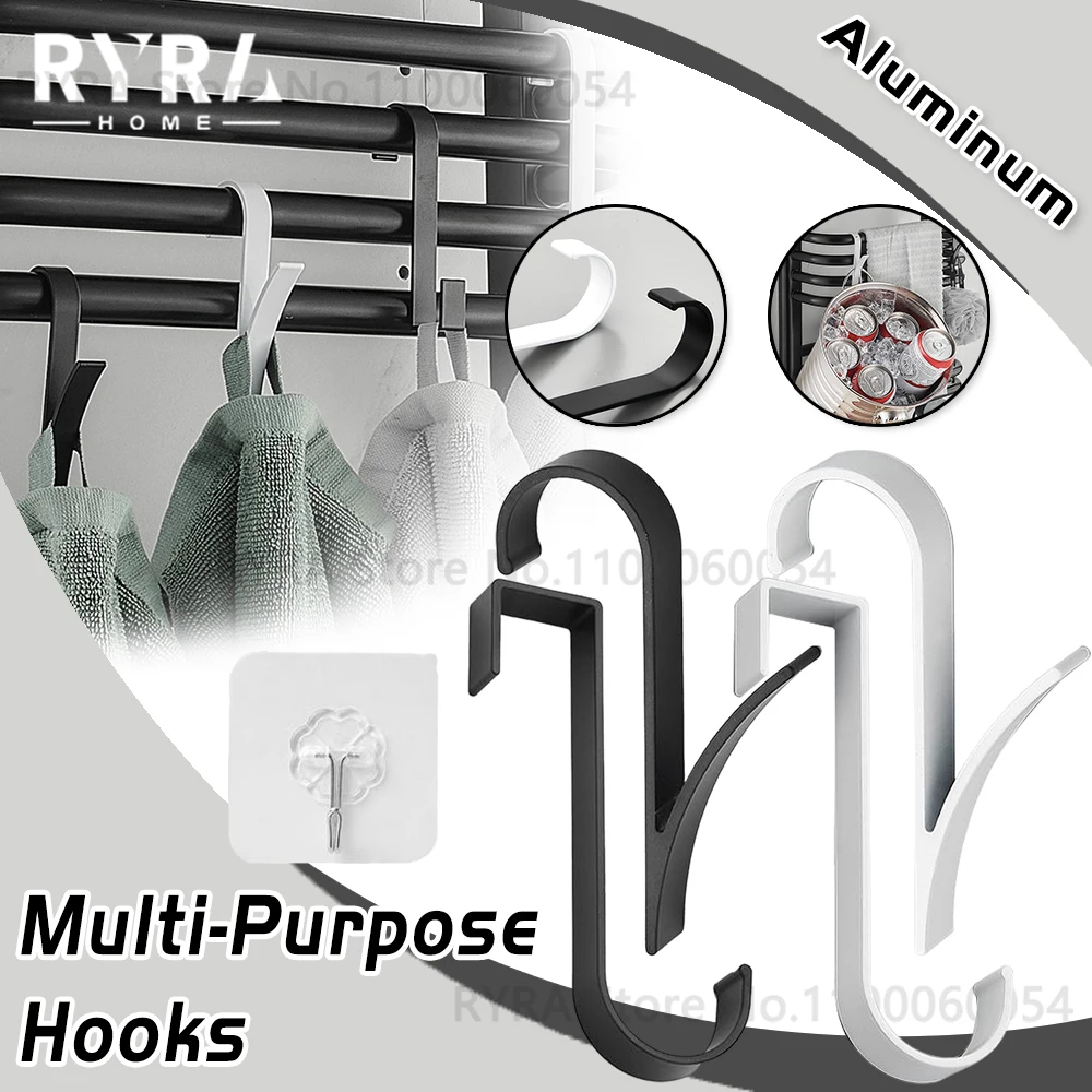 

Kitchen Bathroom Hanger Hooks Storage Racks White Heated Towel Holder Hook Radiator Rail Clothes Scarf Hanger Hooks Organizer