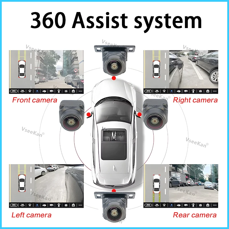 8K AHD 1080P 720P 3D Car 360 Panoramic camera 4 pieces square cameras For Android Radio 360APP SN307 WDR 2053 sensor