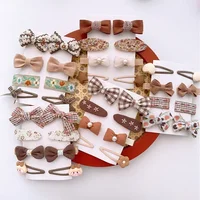 4/8pcs Korean Coffee Color Hair Pin Bow Knit Fabric Princess Hair Clips for Children Baby Girls Headwear Kids Hair Accessories 2