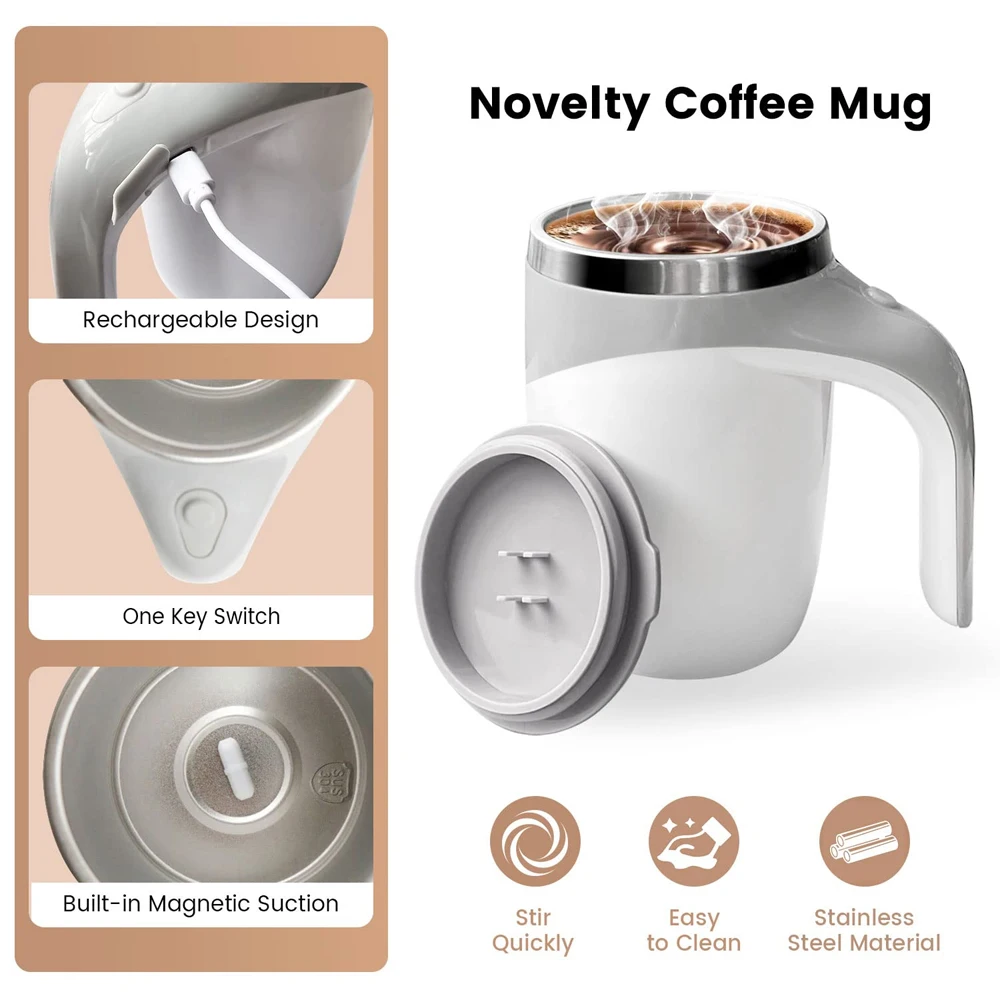 Electric Stirring Mug Automatic Mixer Cup Self Stirring Coffee Mug Electric Magnetic Rotating Milk Cup Rechargeable Stainless Steel Thermos 380ml