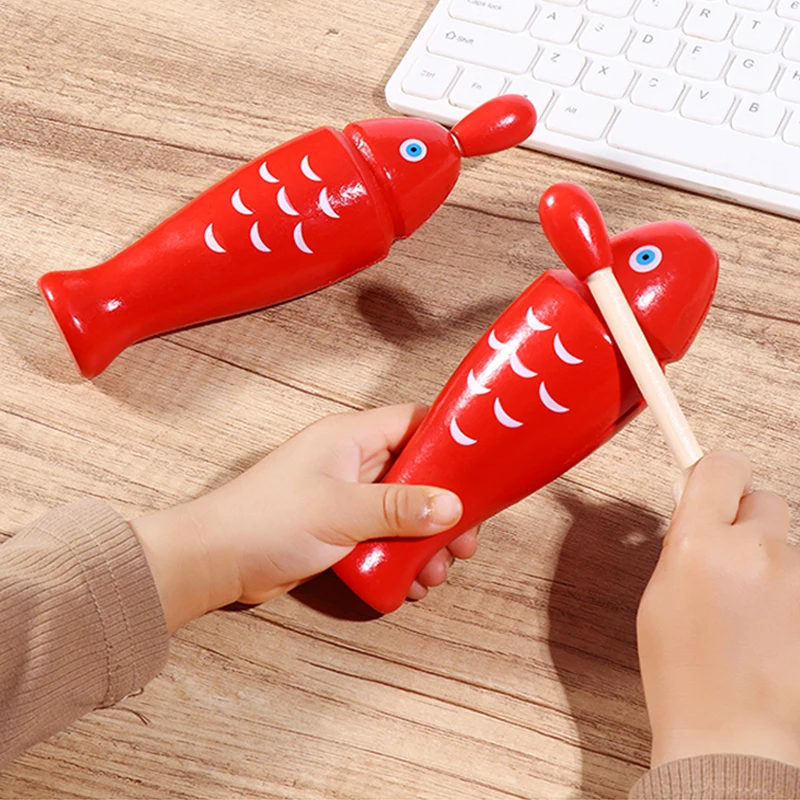 Wooden Fish Orff Percussion Instrument Music Equipment Single Sound Tube Two Tone WoodBlocker Easy to Use Beginners Rhythm TMZ