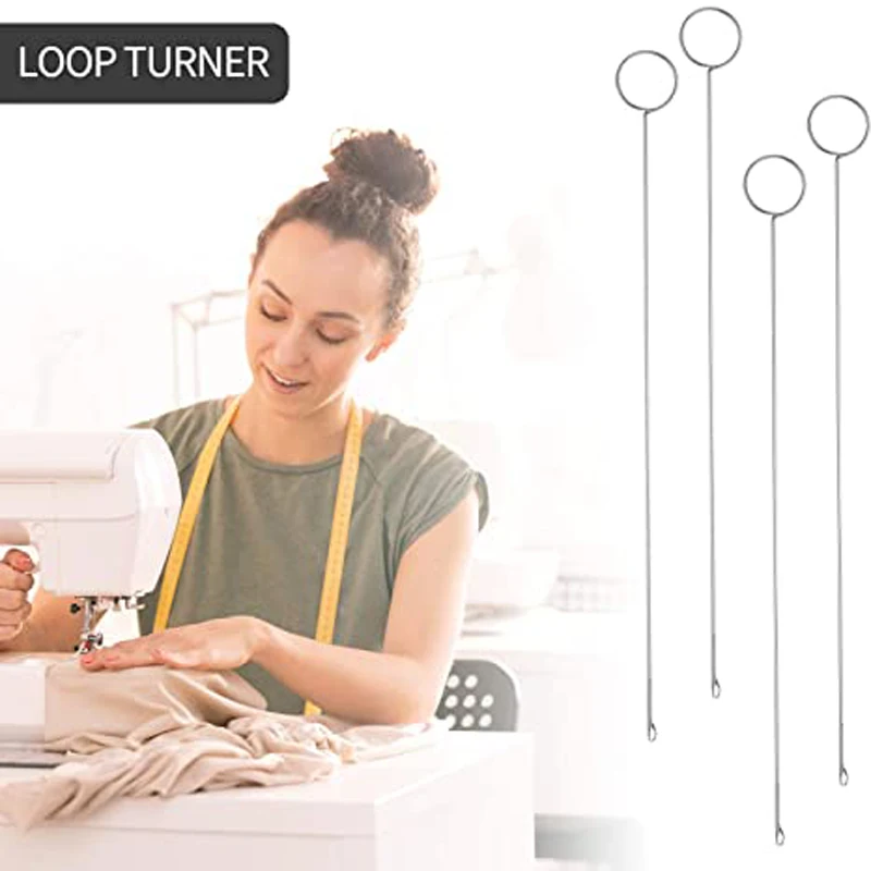 Sewing Loop Turner Hook Long Loop Turner Tool with Latch for Fabric Belts  Strips DIY Knitting Accessories, 26.5 cm/ 10.4 Inch