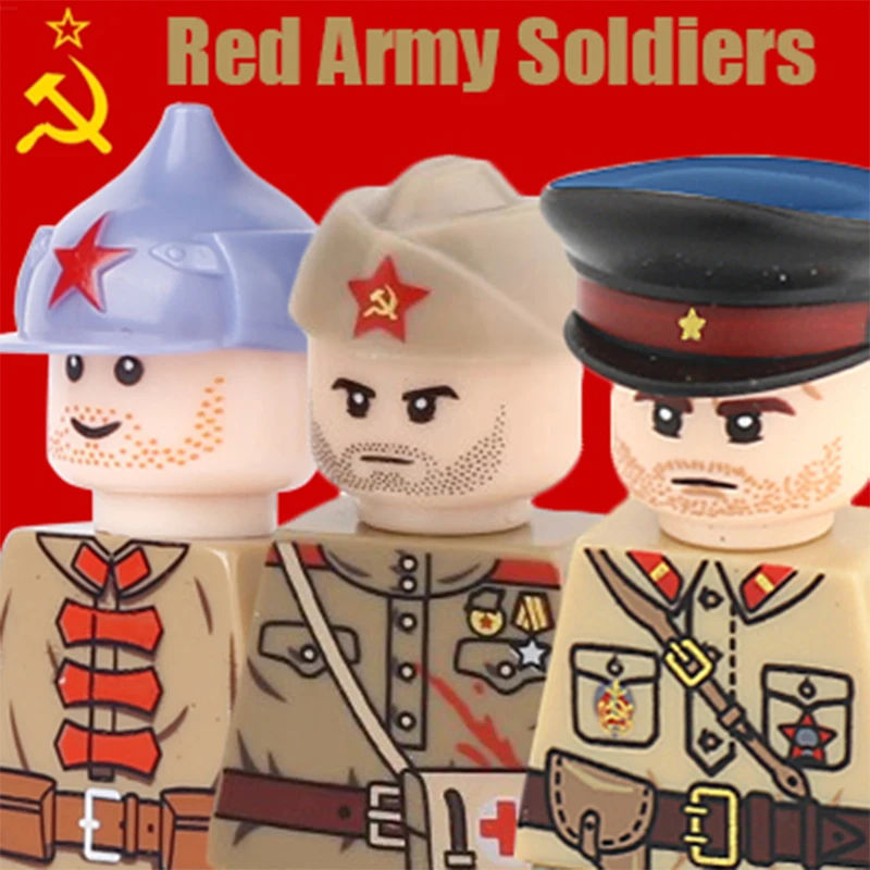 Moc Ww2 African Russian Red Army Chief Figures Soldati Militari Building Blocks Armi Pistola Mattoni Giocattoli Regalo Per Ragazzi