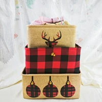 3 Pcs Collapsible Storage Basket Cute Christmas Elk Fabric Organizer Collection Bin Box for Pet Cat Dog Toy Supplies 1