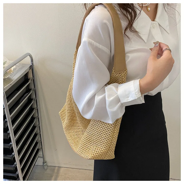 Sac à Main en Paille Tissé à la Main pour Femme, Sacoche à