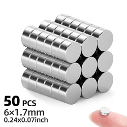 Super Strong Round Permanent Magnets - 6x2mm Powerful Refrigerator Magnets (50P - 6x2)