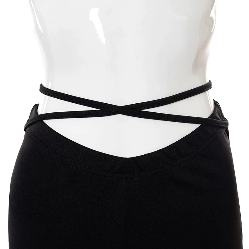 Elasticidade de Cintura Primavera Outono Sexy Cintura Recortada Umbigo Cruz Cinta Queimado Calças Femininas Casual Alta Finas 2022 v 25 Computers & Electronics