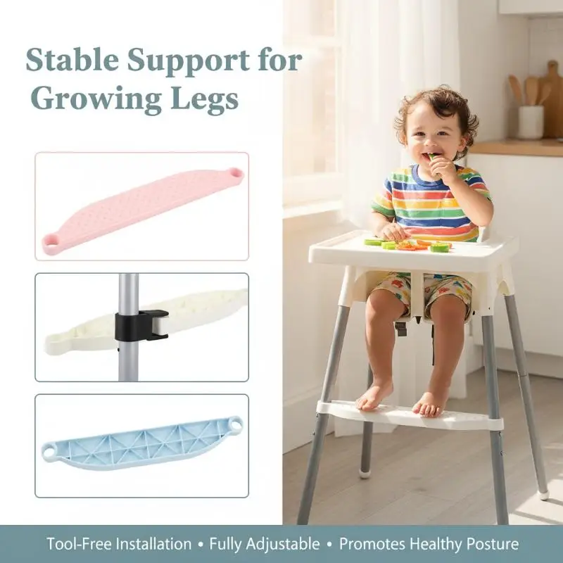 Adjustable Baby High Chair Footrest NonSlip Support Universal Fit Enhance Comfort for Feeding at Home and Dining Room - 4