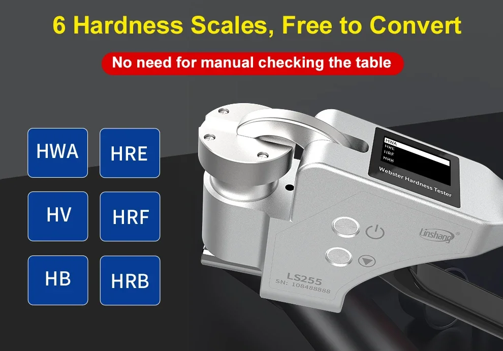 Digital Webster Hardness Tester 0.6mm-8mm Portable Metal Webster Aluminum Alloy