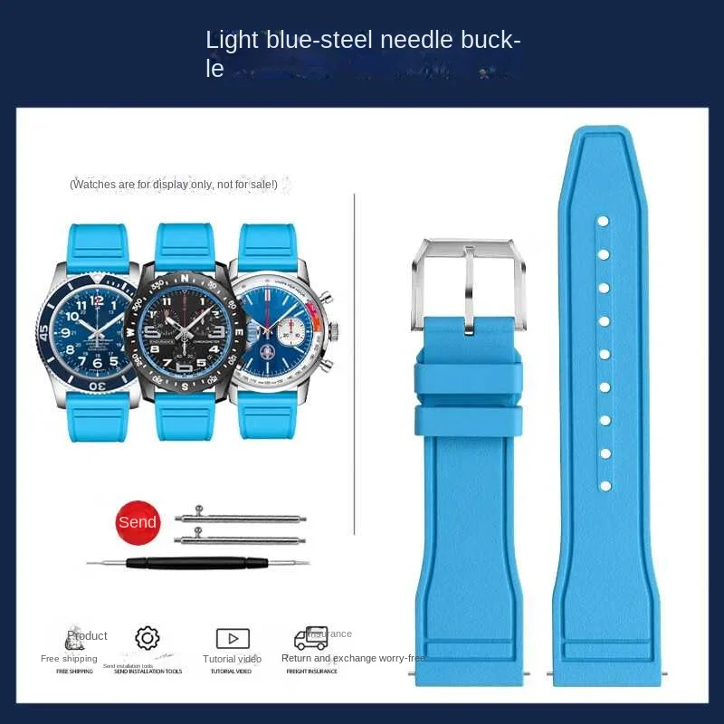 thumbnail image 1 of Correa de reloj de caucho fluorado de liberación rápida de 20 mm, 22 mm y 21 mm para relojes de buceo de cada marca, correa para Breitling, IWC y Seiko, 1 of 5