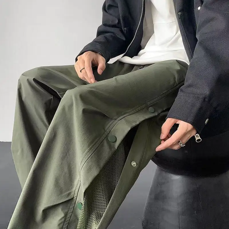 Men's Work Pants Trend for Man Trouser Menswear Mesh Breathable Buckle Quick-drying Charge Pants Summer Mountaineering Casual