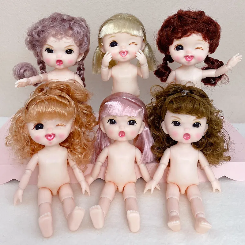 8 Points 16cm Ob11 Bjd Cute Expression Doll Dress Up Make-up Nude Body Doll 13 Joints Movable Girl Toy Children's Birthday Gift