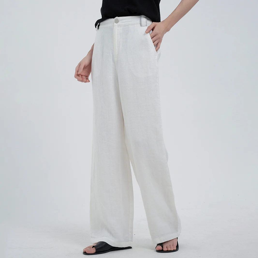 

High Waist Wide Leg Straight Linen Pants Women Summer Trousers