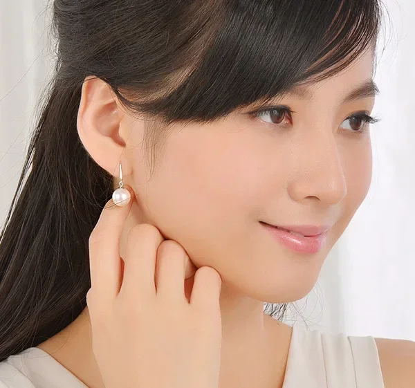 Fine 925 Sterling Silver Beautiful 10mm Pearl Drop Earrings Jewelry for Woman fashion Wedding Party Gift temperament Jewelry - 4