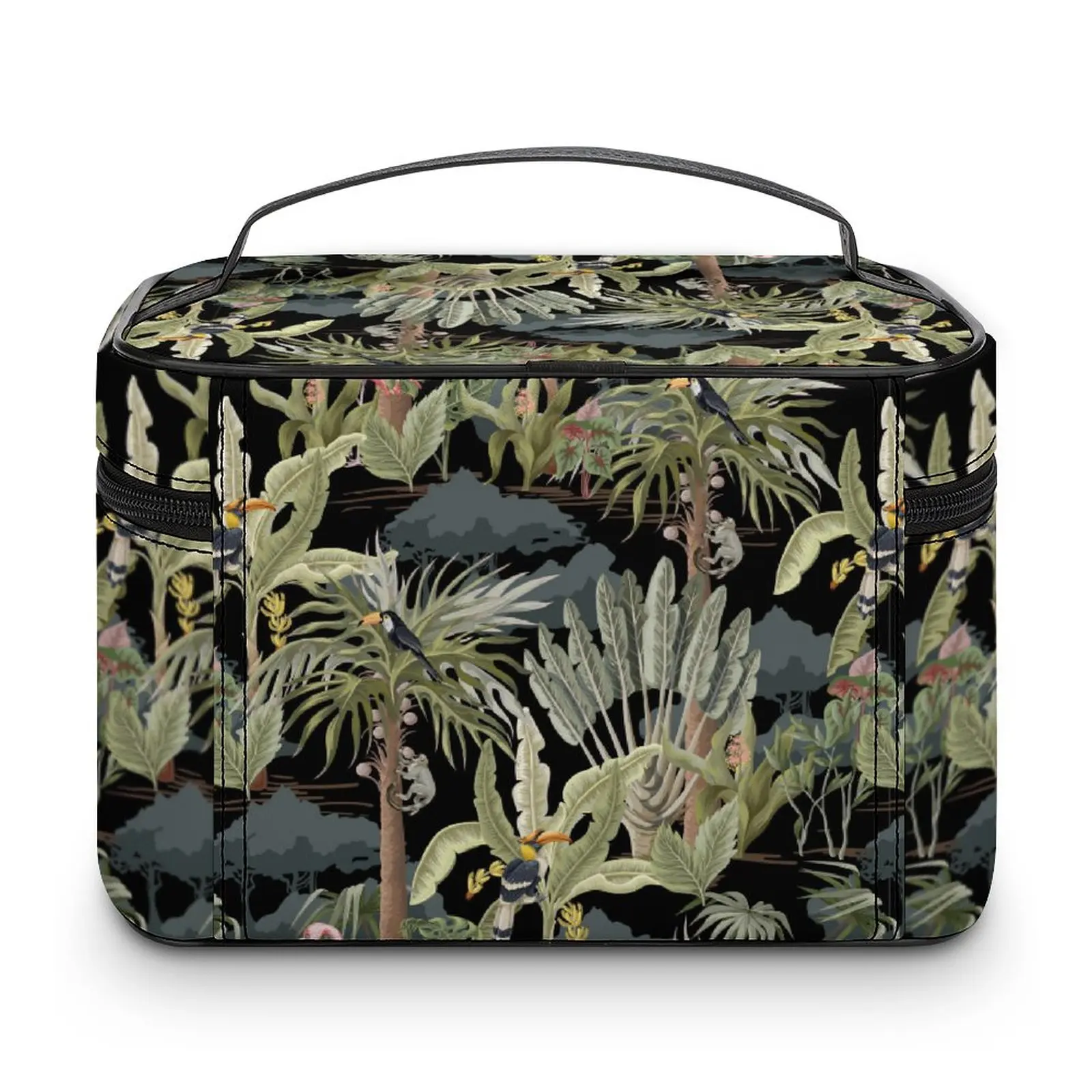 Customized Pattern Makeup Bag Black Retro Print Makeup Bag Women Multifunction Cosmetic Bag Toiletries Organizer Storage WashBag