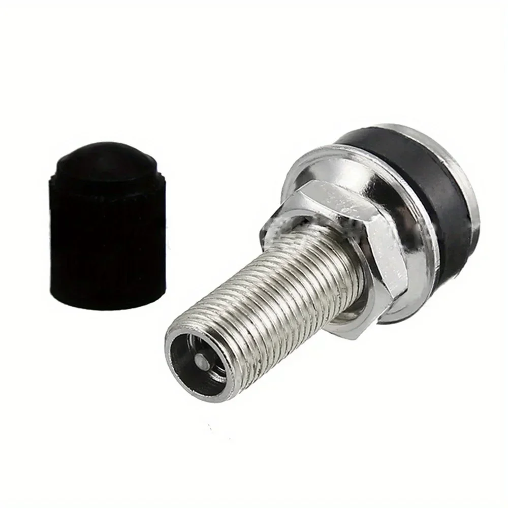 Universal Motorcycle Wheel Tubeless Valve Set with Dust Cap, 32mm (2-Pack)