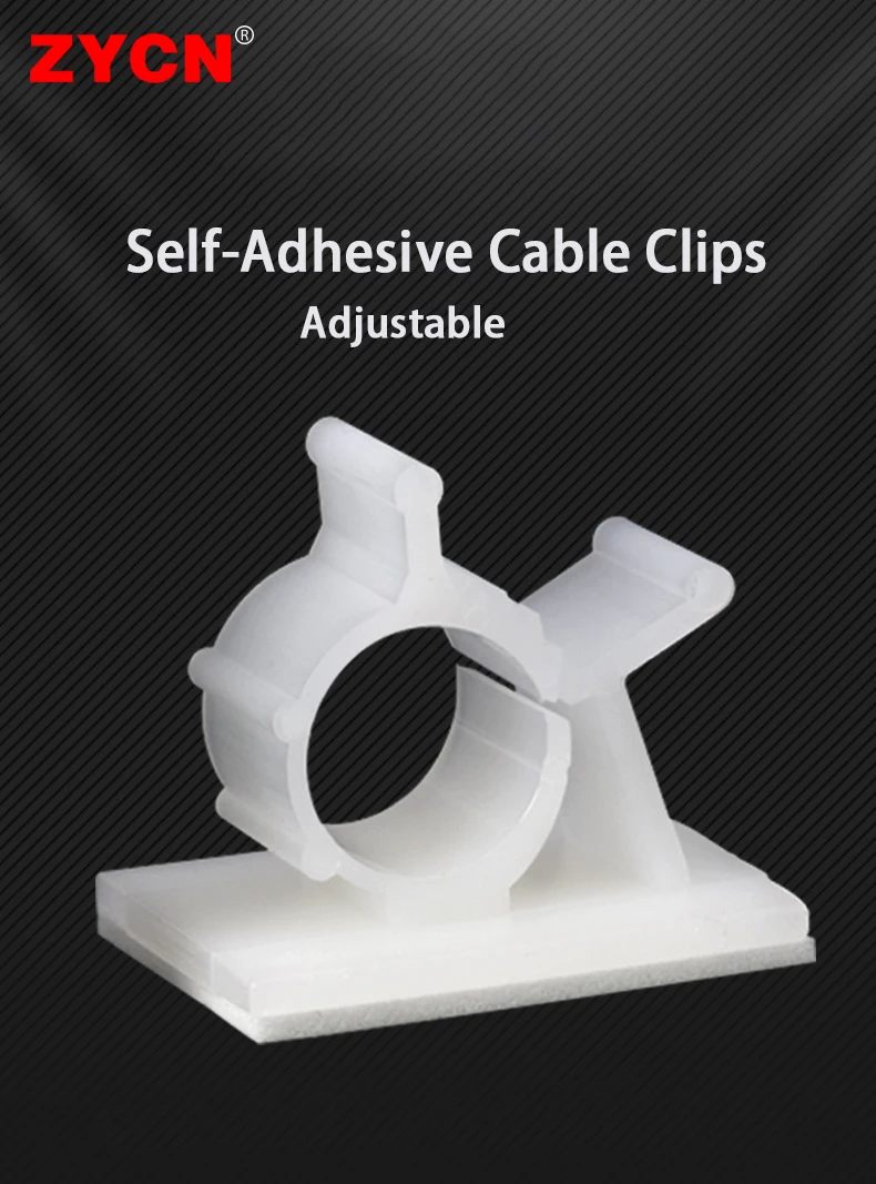 Description Picture 2 of item10pcs Cable Organizer Clips Adjustable Ties Mounts Self-Adhesive Wire Clamp Holder Cord Management For Car PC TV Charging Winder