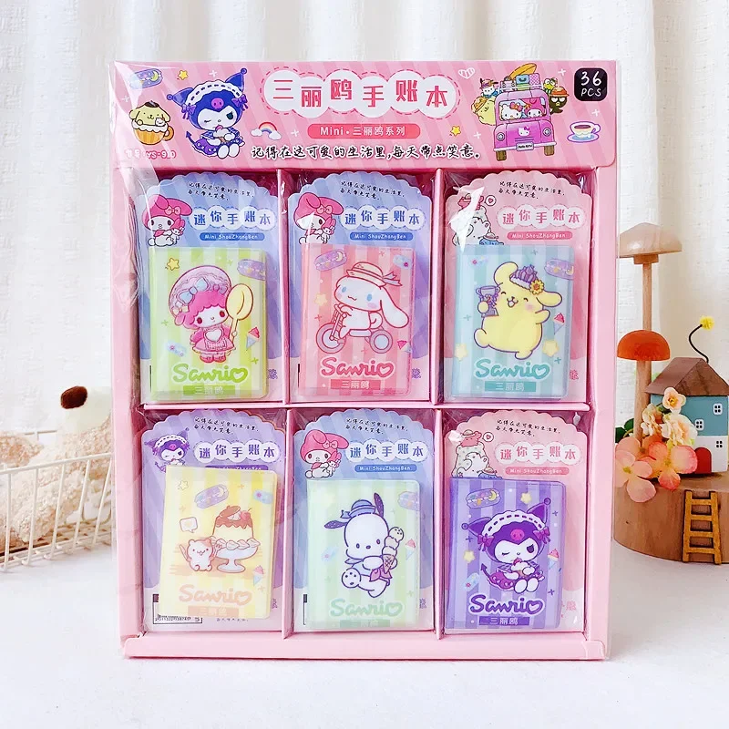 

Sanrio Hello Kitty Mini Notebook Kuromi Melody Diy Kawaii 36pcs Pocket Book Student Words Notebook Memo Student Stationery Gift