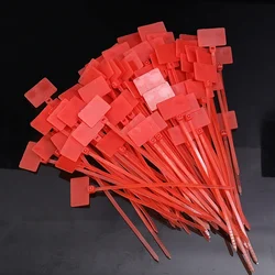 Durable Nylon Self - Locking Cable Ties with Marker Tags - 100PCS (Red)