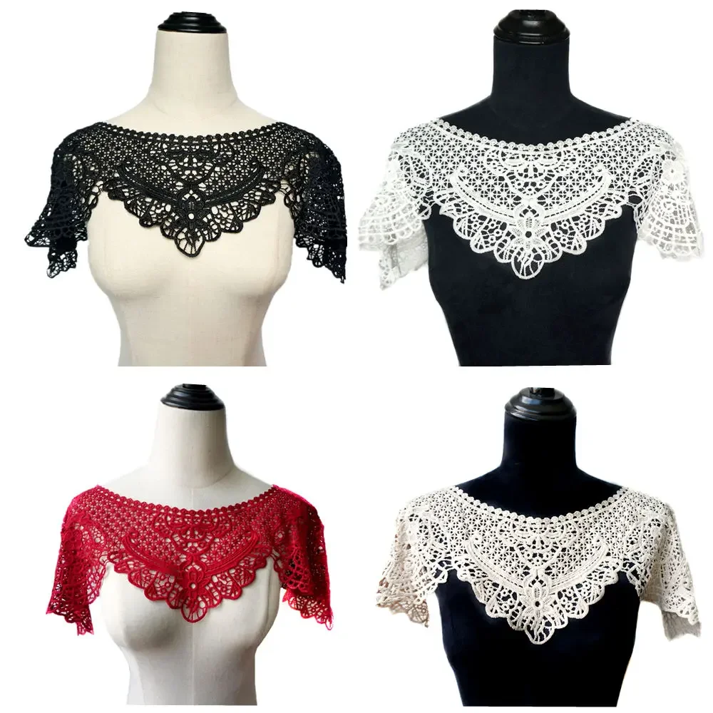 Цельный тканевый воротник с цветочным узором вырезанная вышивка нашивка вышивка аппликация для свадебного платья одежды DIY Декор ремесла