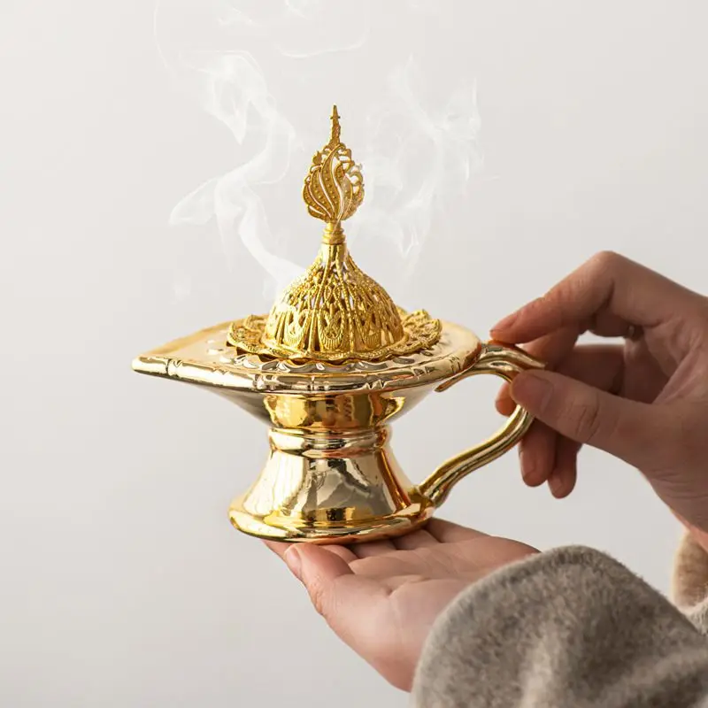 Modern ceramic magic lamp incense burner, handheld aromatherapy burner, home decoration ornament, festival incense burner