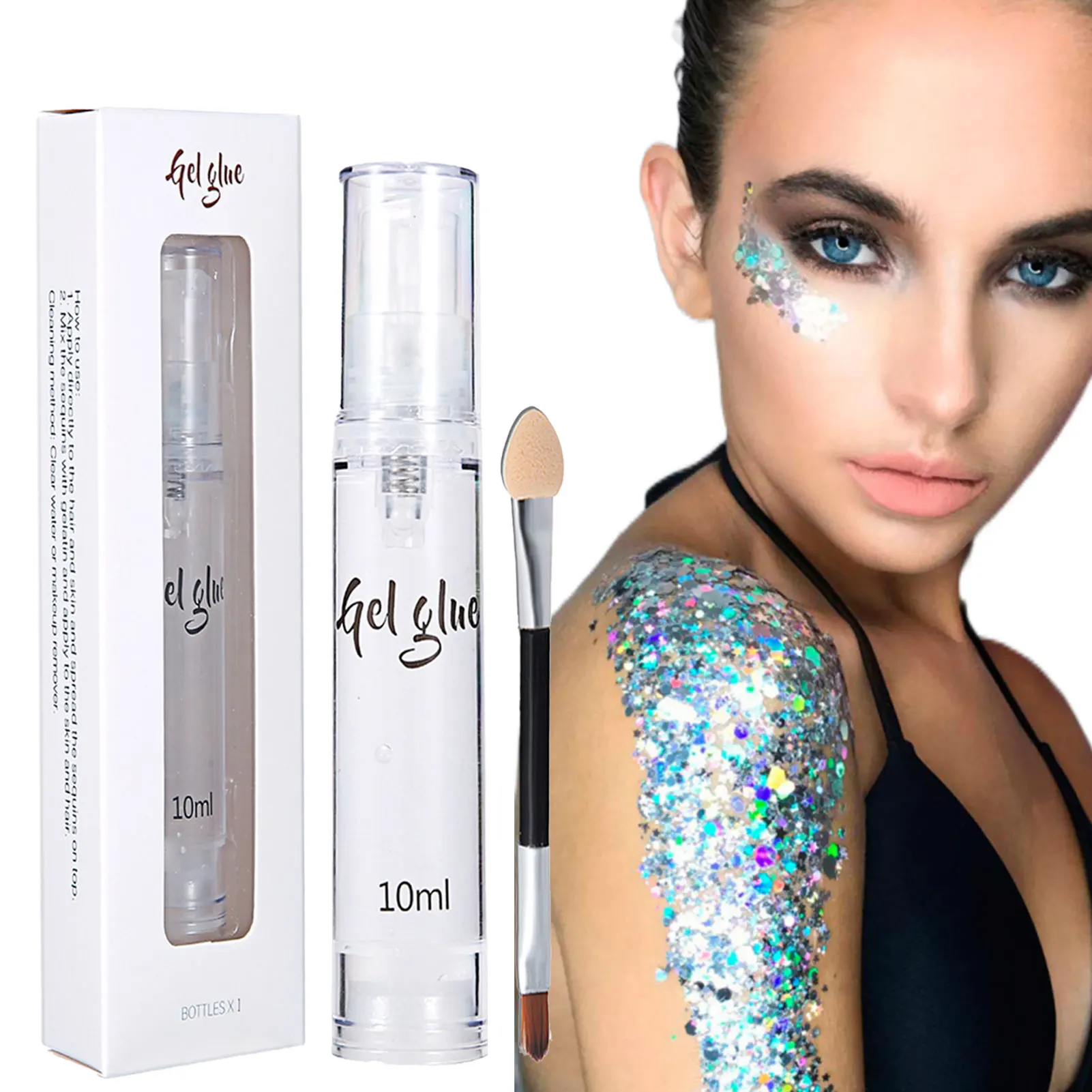 10ML Glitter Body Glue Eyeshadow Gel For Eye Face Body Powder Shimmer Temporary Tattoo Set Lasting Primer Glue 4