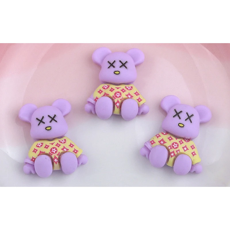 Kawaii Resin Cartoon Bear 10Pcs Cute Cartoon Nail Charms Decoration Luxury Designs DIY Manicure Decoration
