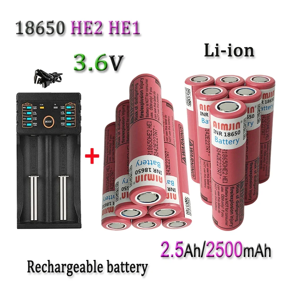 

3.6V 2500mAh 18650 HE2 HE1 Rechargeable Li-ion Battery For Us 18650 Toys, Tools, Flashlight Battery Etc
