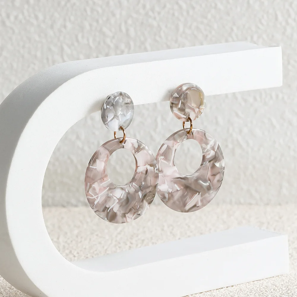 

Geometric Acrylic Fashion Round Drop Earrings For Women Statement Resin Dangle Earrings 2022 Trend Brincos Wedding Party Jewelry