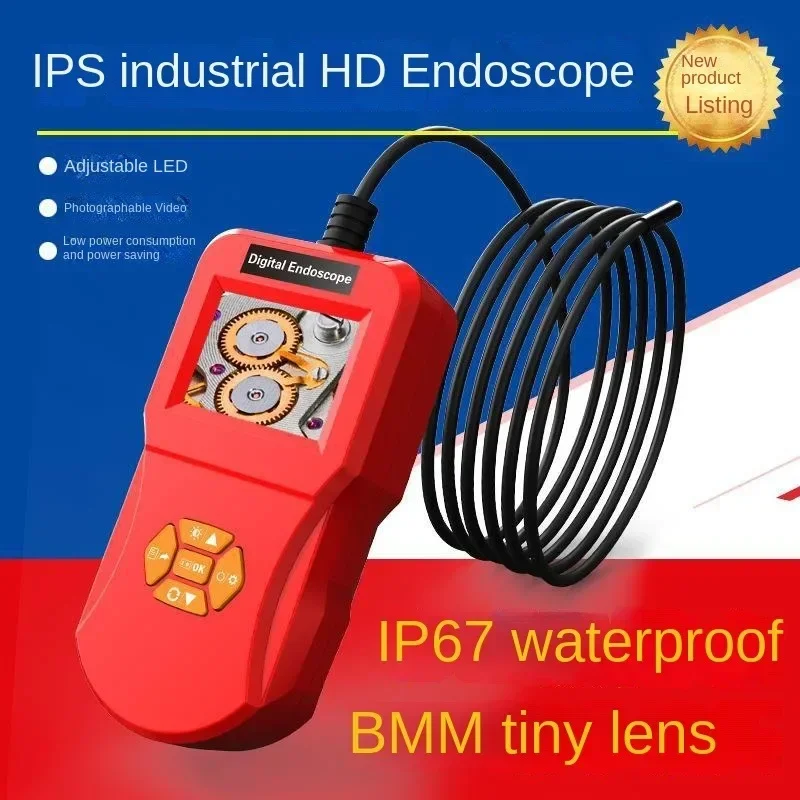 Portable screen endoscope, automotive inspection, photo and video, industrial pipeline endoscope, adjustable LED 8mm camera