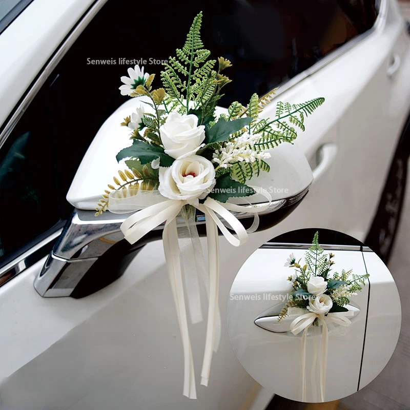 Cintas De Flores Artificiales Para Bodas - 2 Unidades, Decoración De Sillas, Coches Y Pasillos