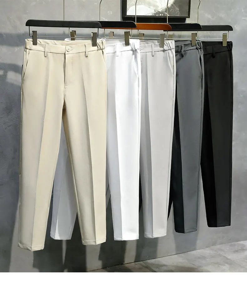 Description Picture 3 of itemSagging suit pants for men's summer fashion Korean straight fit casual versatile business cropped solid color pants