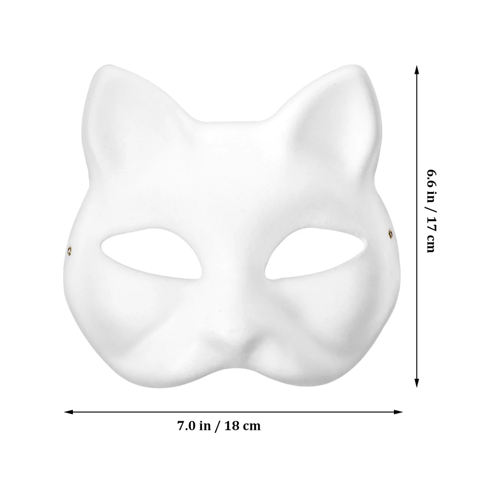 5 pezzi maschera di carta bianca fai da te maschere per gatti maschere dipinte a mano in bianco di carta bianca Costume da travestimento di Halloween accessori per maschere Cosplay  15