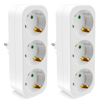 EU ซ็อกเก็ตไฟฟ้า 3 ช่องมาตรฐานยุโรปอะแดปเตอร์ขยายซ็อกเก็ต 2Pin ปลั๊ก AC Converter อะแดปเตอร์บ้าน 1