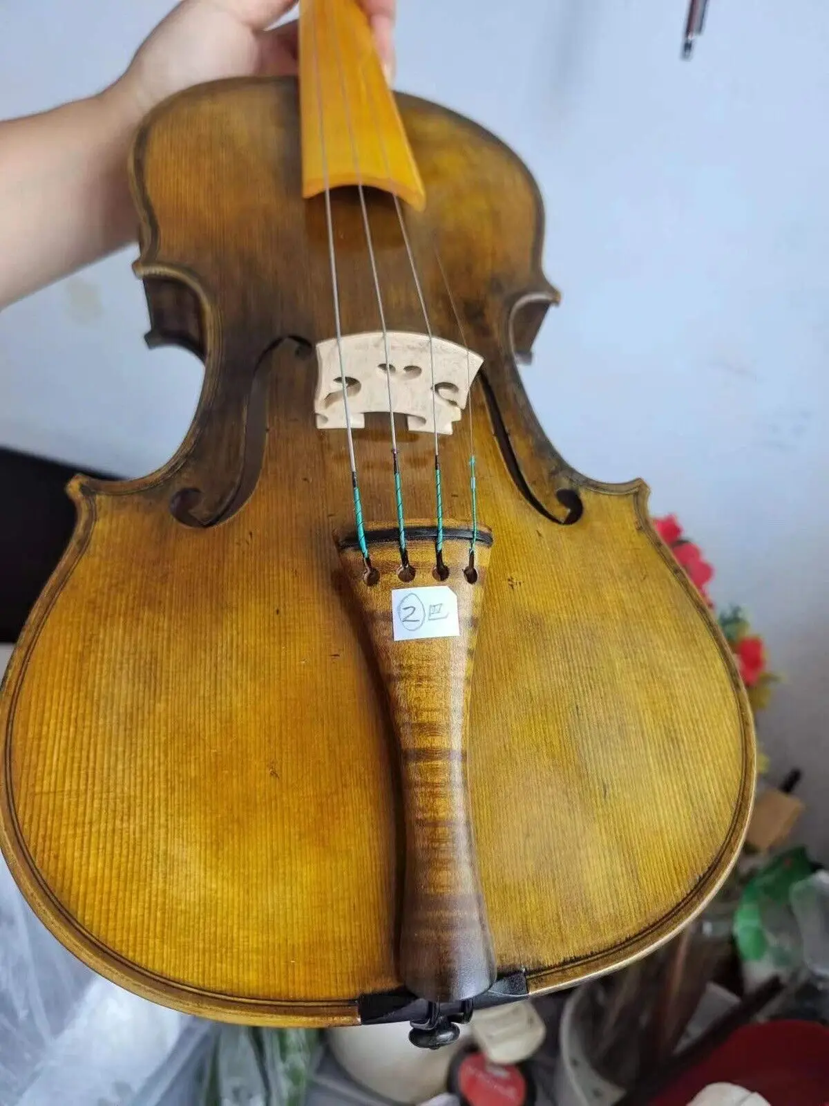 4/4 Violin baroque style European flamed maple back spruce top hand made No2