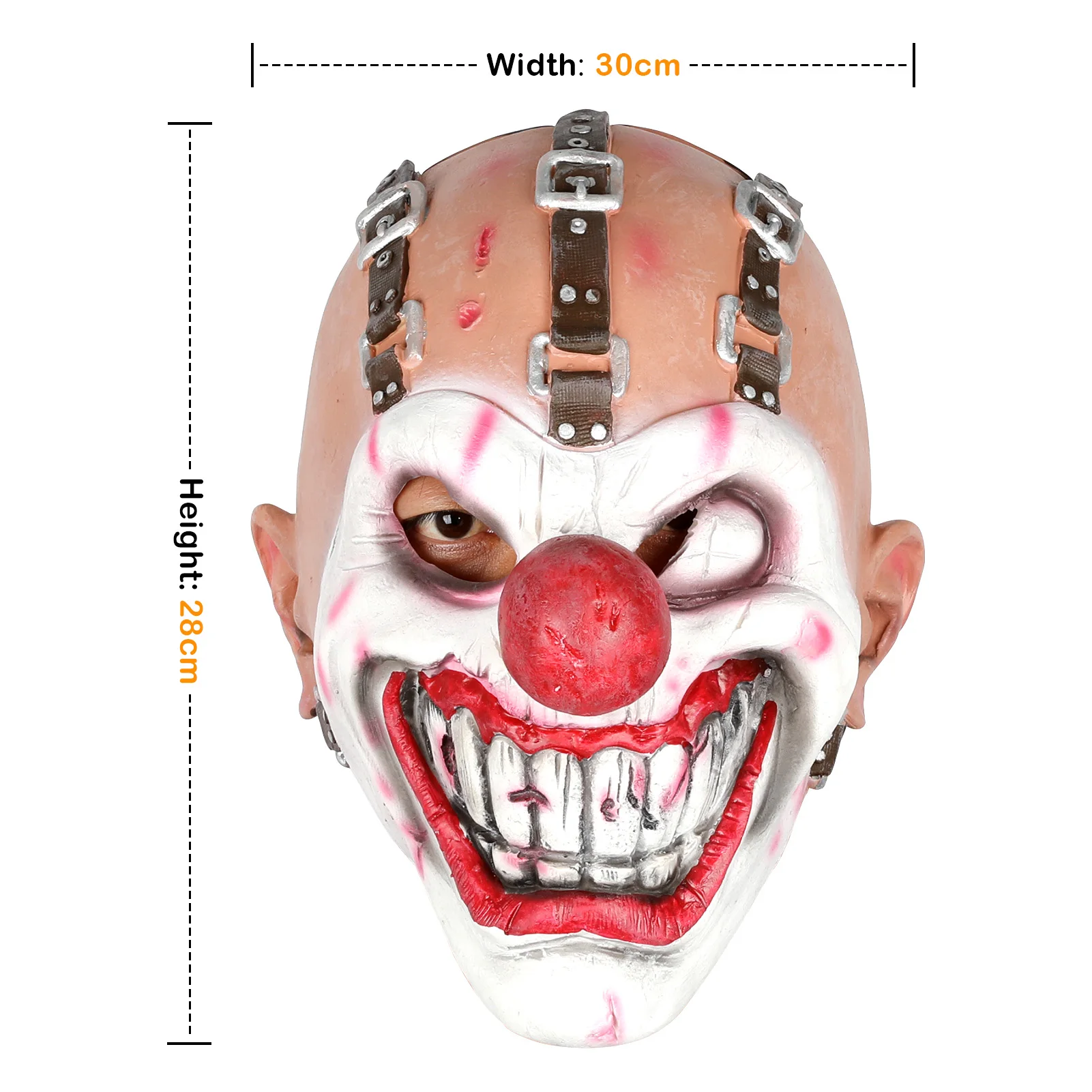 Horror Clown Mask Cosplay Creepy Joker Scary Latex Helmet Full Face Headwear Halloween Masquerade Party Costume Prop