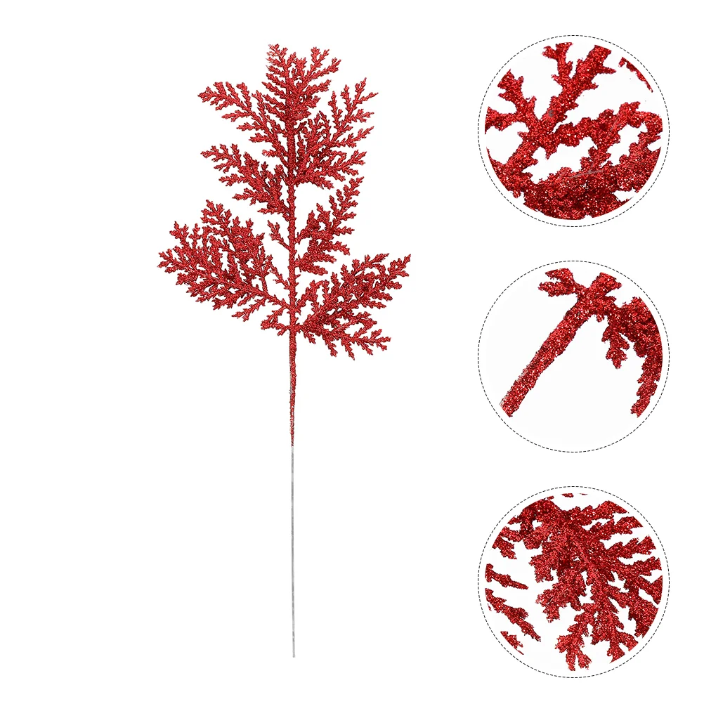 

Artificial Pine Needle Branches Glitter Leaf Christmas Fake Plant Stem Pick DIY Wreath Garland Decoration