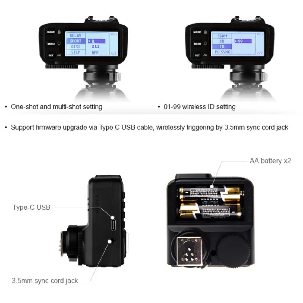 Godox X2TTTL Wireless Flash Trigger for Canon sony nikon Fujifilm, Bluetooth Connection Supports iOS/Android App Contoller.