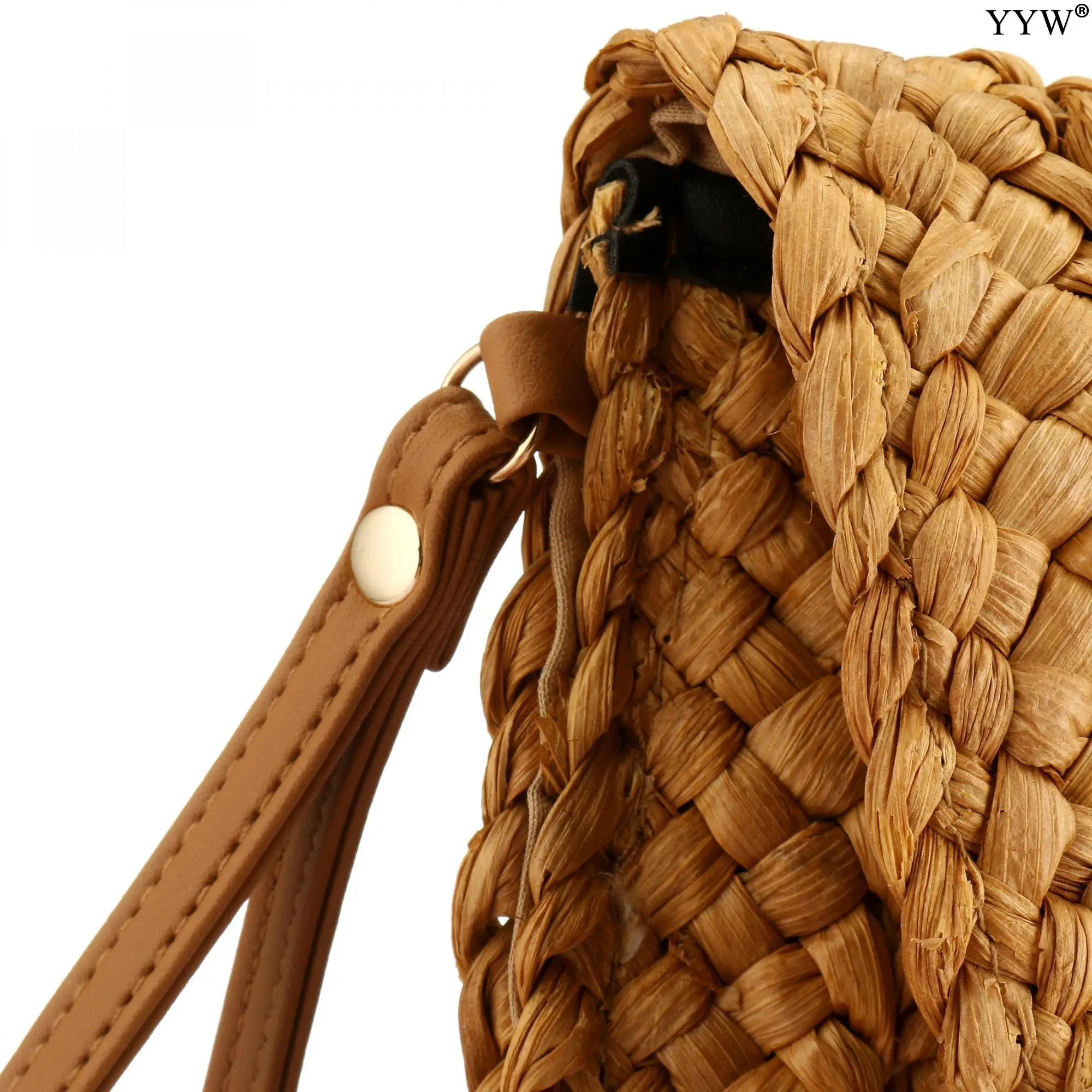 Summer Bucket Straw Bags For Women Woven Shoulder Bag High Quality Handmade Woven Beach Handbags Female Travel Shoulder Bags