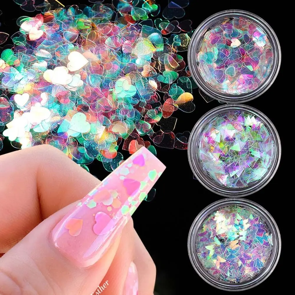 

Holographic Nail Glitter Aurora Stars Love Heart Butterfly Flakes Nail Sequins Gradient Slice Gel Polish Accessories Nail Decor