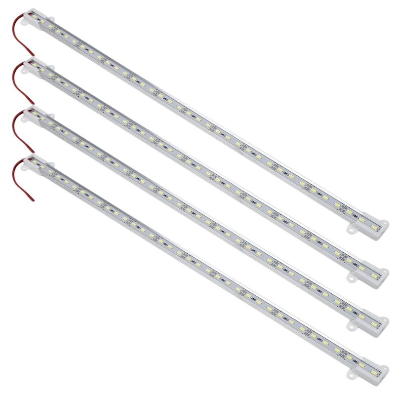 4Pcs 50CM 12V 36 LED 5050 SMD Hard Strip Bar Light Aluminum Rigid White