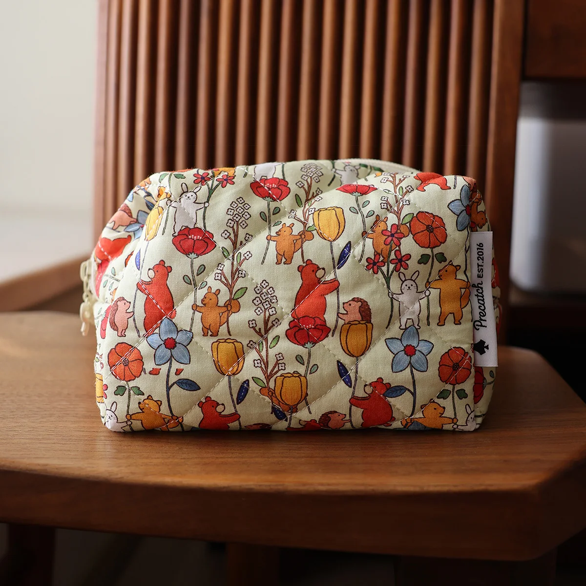 Portable cosmetic bag cute cartoon flower print toiletry bag travel supplies skin care storage bag multifunctional liner bag 1