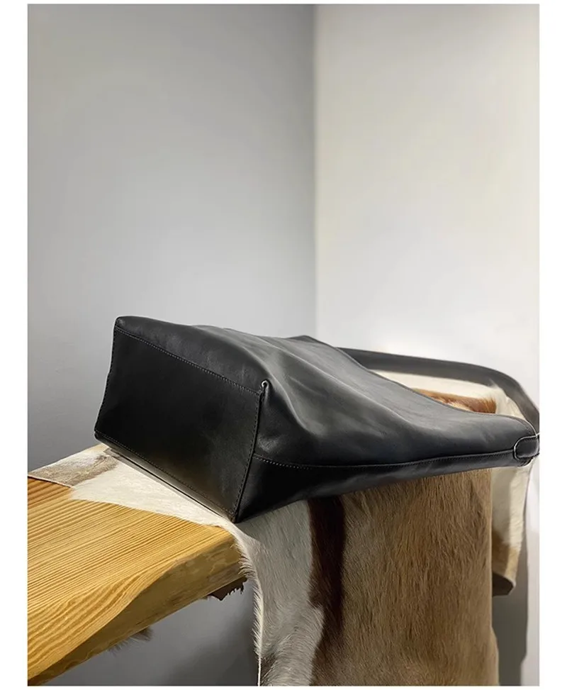PNDME einfache lässige hochwertige echtes Leder Damen Eimertasche Outdoor Designer Luxus natürliche weiche Rindsleder Umhängetasche – Detail 26